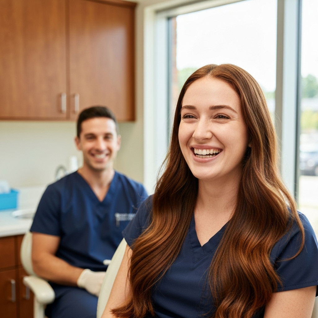 couple smiling after getting teeth in a day in Boulder, CO