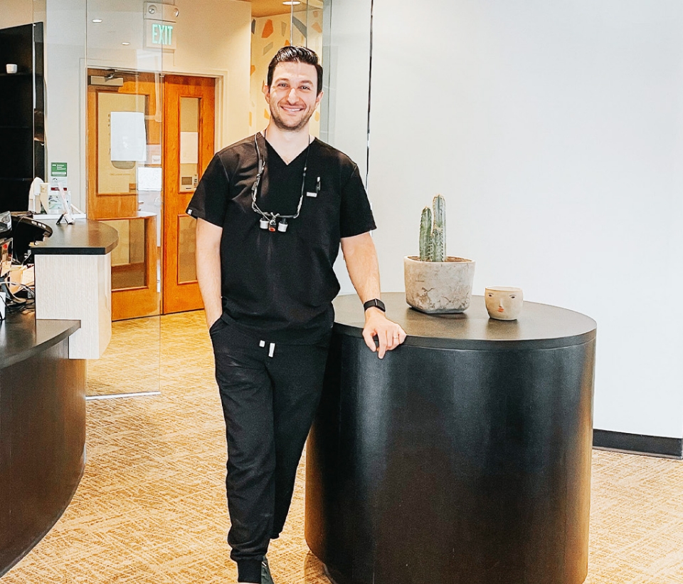 Boulder dentist Dr. Jesse Friedman standing in the Boulder Smile Design front office